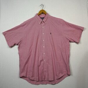 Ralph Lauren Blake Gingham Men's XL Red White Short Sleeve ButtonDown 100%cotton